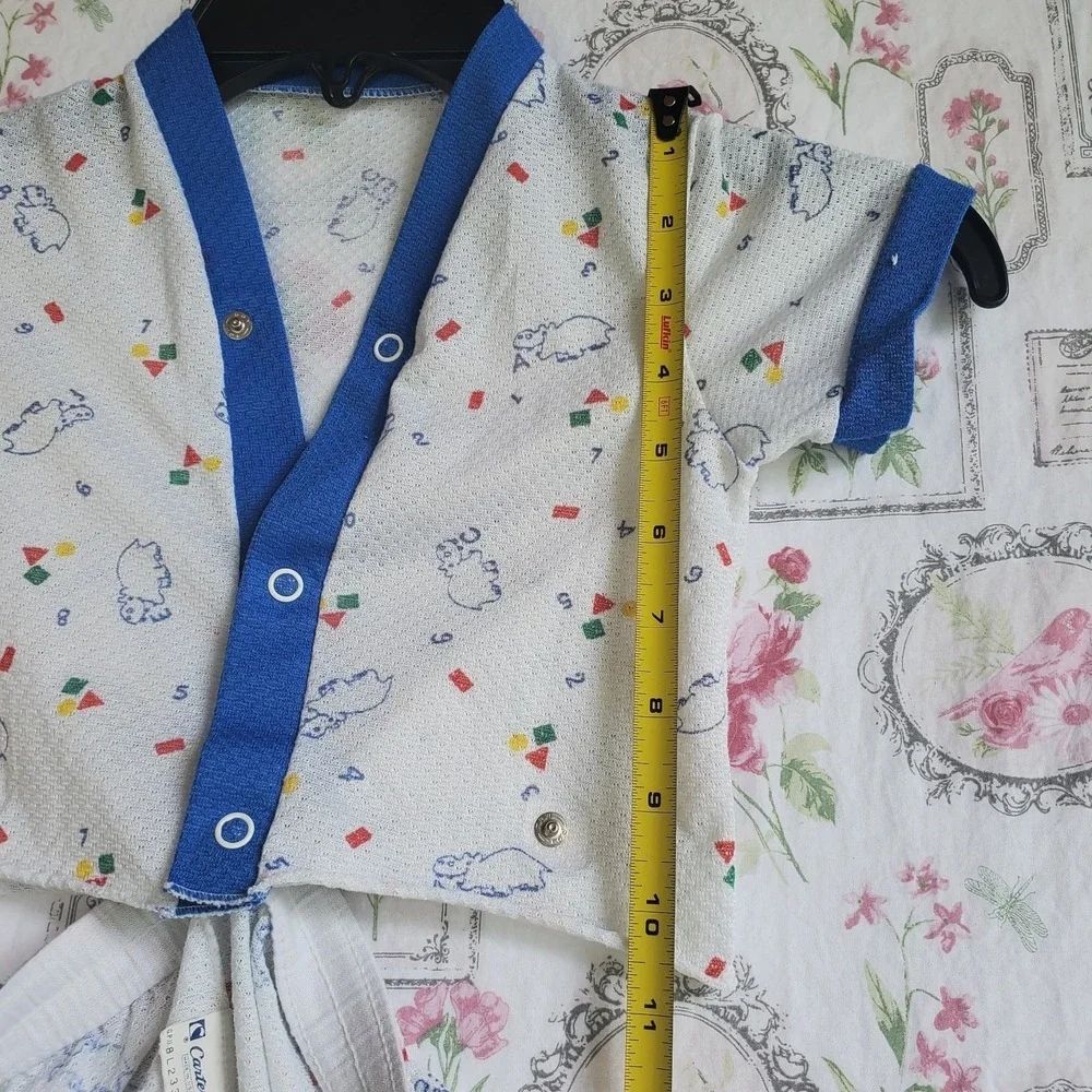 Vintage Carter's Baby 4T Pajama Set Made in USA White Blue Hippo Print Romper